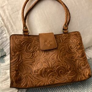 Patricia Nash Embossed Brown Satchel